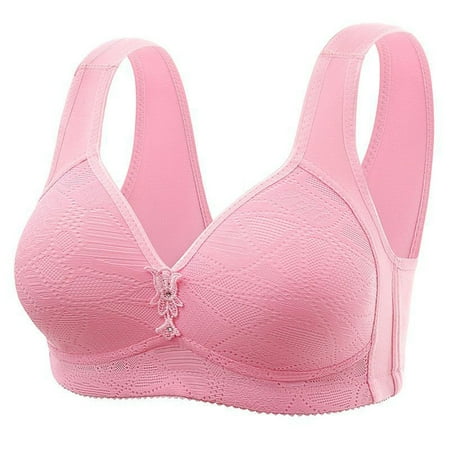 Ecqkame Supportive Bras for Women No Underwire Wireless Push Up Bra Full Coverage Lifting Comfort Everyday Bras B-1PC Pink XXL on Clearance