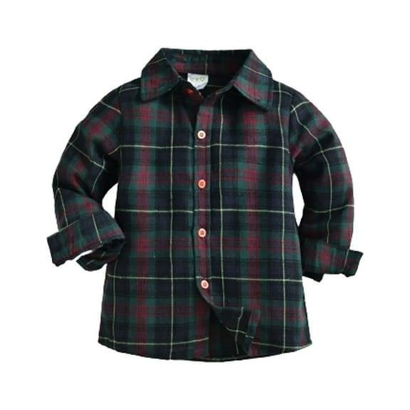 XBASW Baby Toddler Boys Plaid Shirt Long Sleeve Dress Shirt Kids Spring Fall Buttons up Blouses Tops for Boys 18M-7T