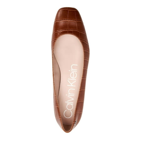 UPC 194060228969 product image for CALVIN KLEIN Womens Brown Croc Metallic Heel Accent Hidden Heel Padded Heidy Squ | upcitemdb.com