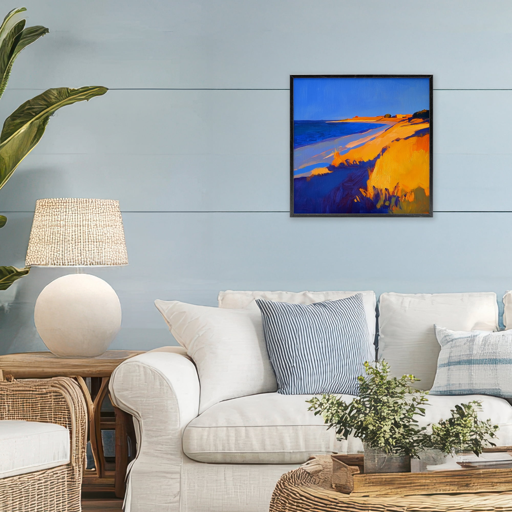 Stupell Industries Complimentary Coast Seascape Black Framed Giclee Art, design by Walker Noble