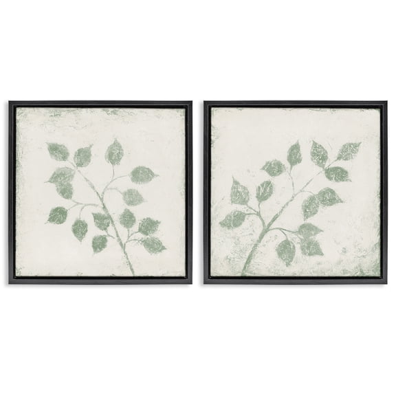 Stupell Industries November Leaves Soft Plants 2 Piece Black Framed Floater Canvas Set, design by Michael Marcon