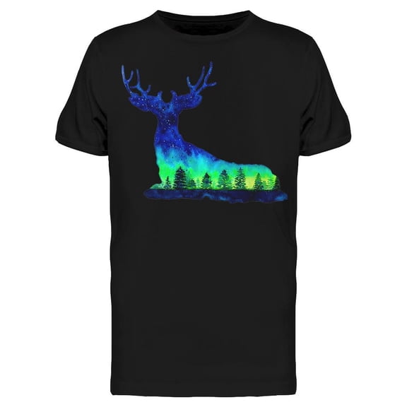 Aurora Borealis Deer T-Shirt Men -Image by Shutterstock, Male Large