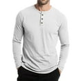 thumbnail image 5 of Inglocry Henley Long Sleeve Shirts for Men, Regular-Fit Solid Color Basic Button Down Shirts Soft Basic Tops White 2XL, 5 of 7