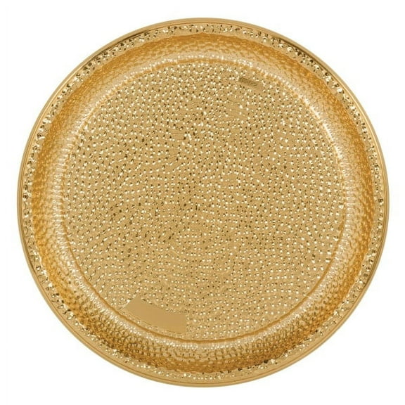 Amscan Plastic Serving Trays, 16", Hammered Gold, Set Of 2 Trays