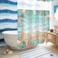 thumbnail image 5 of No Hook Shower Curtain, Ocean Coastal Shower Curtains for Bathroom with See Through Top Window, Summer Nautical Beach Coral Starfish Waterproof & Washable Bath Curtain 60"x72", 5 of 9