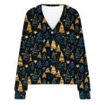 thumbnail image 4 of Xysaqa Women's Long Sleeve Button Up V Neck Christmas Sweater Cute Printed Soft Knit Cardigan Sweater Jacket S-XXL, 4 of 5