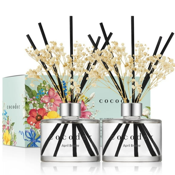 COCODOR Preserved Real Flower Reed Diffuser/April Breeze / 6.7oz(200ml) / 2 Pack/Reed Diffuser Set Oil Diffuser & Reed Diffuser Sticks Home Decor & Office Decor Fragrance and Gifts