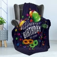 thumbnail image 4 of Birthday Soft Flannel Fleece Throw Blanket, Colorful Balloons Curling Ribbons Carnival Party Hat Illustration, Cozy Plush for Indoor and Outdoor Use, 50" x 70", Multicolor, by Ambesonne, 4 of 5