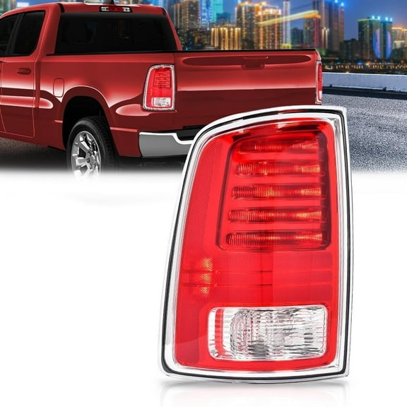 CROSSDESIGN LED Tail Light w/bulbs Left Driver Side Chrome Fit for Dodge Ram 1500 2013-2018/Dodge Ram 2500 3500 2014-2018/1500 Classic 2019-2022 Tail Lamp