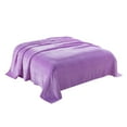 thumbnail image 2 of Soft Microfiber Flannel Blanket, Fleece Throw, Warm Plush Fabric, 79 X 90.5 Inches, for Bed Sofa and Couch, All Season Use, Solid Color, Purple, by FAJHHA, 2 of 8