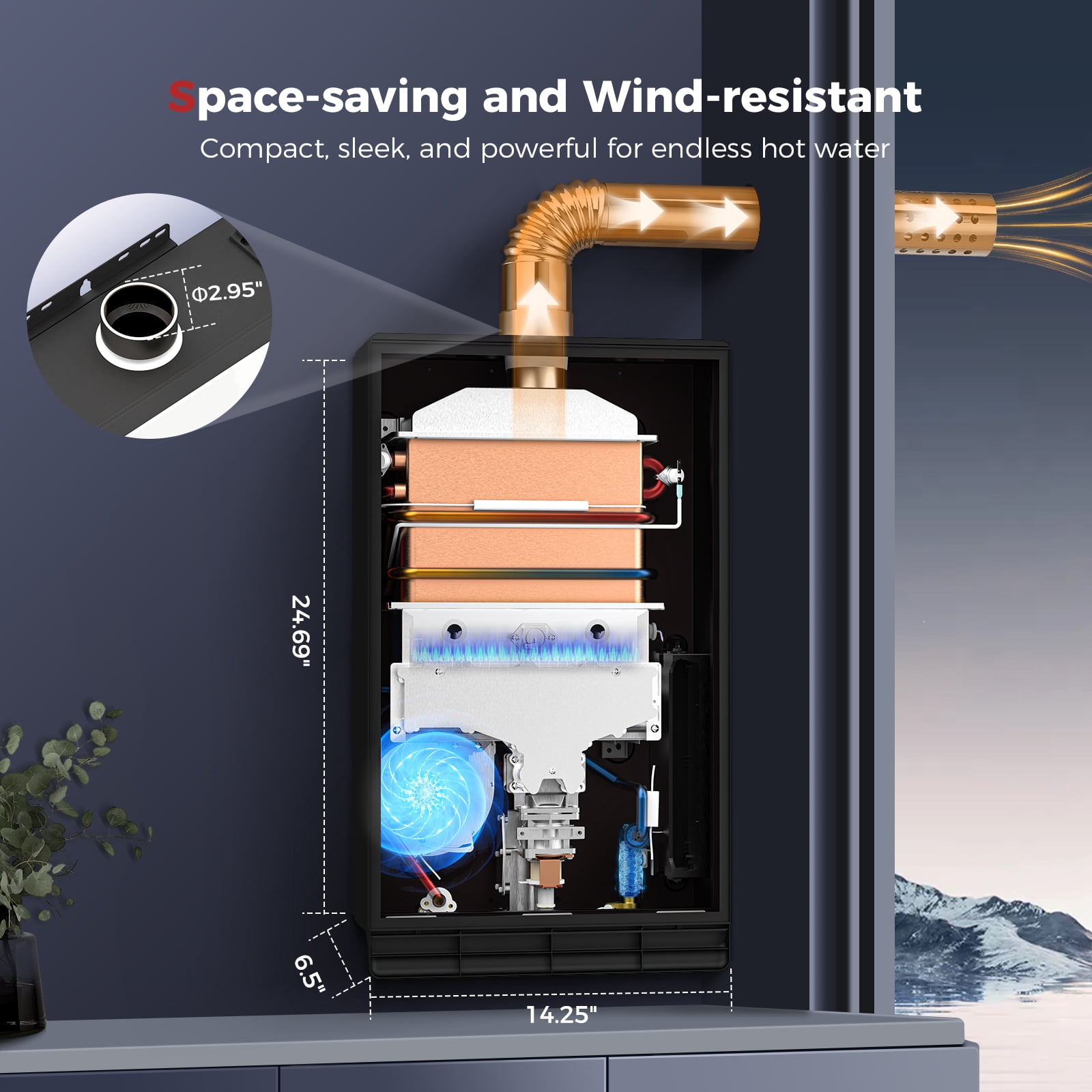 CAMPLUX Climatech 7, 5.28 GPM 132,000 BTU Indoor Natural Gas Tankless Water Heater, CSA certified