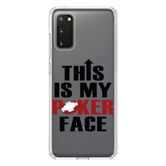 DistinctInk Clear Shockproof Hybrid Case for Galaxy S20 PLUS / 5G (6.7" Screen) - TPU Bumper Acrylic Back Tempered Glass Screen Protector - This is My POKER Face