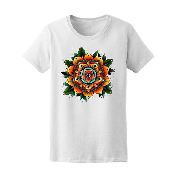 Colorful Old School Mandala T-Shirt Women -Image by Shutterstock, Female Large