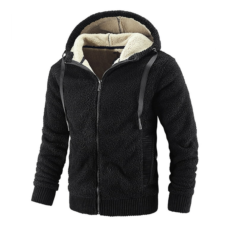 Men's Zip Up Hoodie Sherpa Fleece Sweatshirt Warm Thick Winter