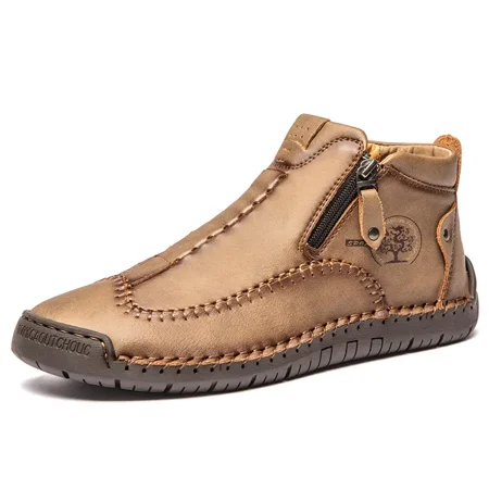 

Men‘s Lightweight PU Handmade Boots With Zipper