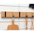 thumbnail image 2 of Faltbare Kleiderhaken aus Naturholz, Wandgarderobe mit 5 Haken, Wandregal, selbstklebend, Postregal, Schlüsselaufhänger, Holz-Wand-Organizer für Badezimmer, Wohnzimmer, Schlafzimmer, Büro, Küche, 2 of 5