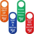 thumbnail image 1 of 4 Pcs Panneau "Ne Pas Déranger", Panneau de Porte en Cuir PU, Panneau "Sortir du Bureau", Panneau "Veuillez Frapper", pour Réunion, Conférence de Bureau, Intimité, 1 of 7