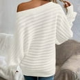thumbnail image 6 of Ounisa Womens Fall Sweaters off The Shoulder Batwing Sleeve Textured Knit Tops Oversized One Shoulder Sweater, 6 of 8