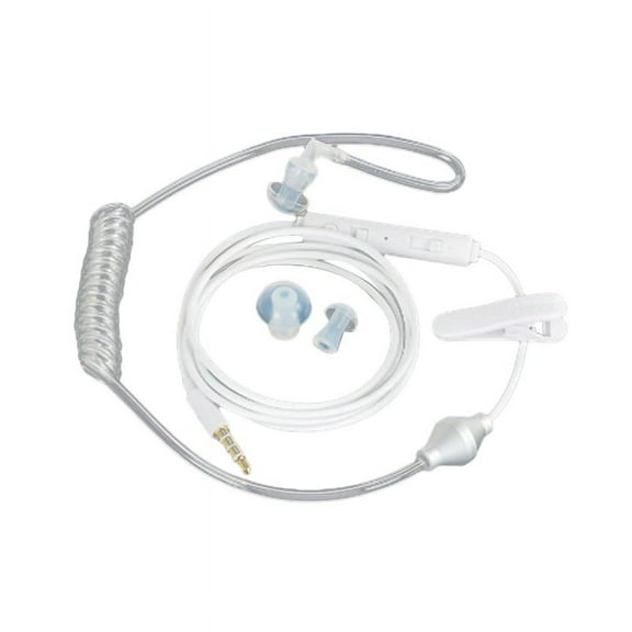 Single Headphone 3.5mm Anti Radiation Mobile Phone Earphone with Air Pipe Mic for Phone White