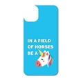 thumbnail image 3 of DistinctInk Custom SKIN / DECAL compatible with OtterBox Symmetry for iPhone 11 (6.1" Screen) - In a Field of Horses, Be a Unicorn - Blue, 3 of 5