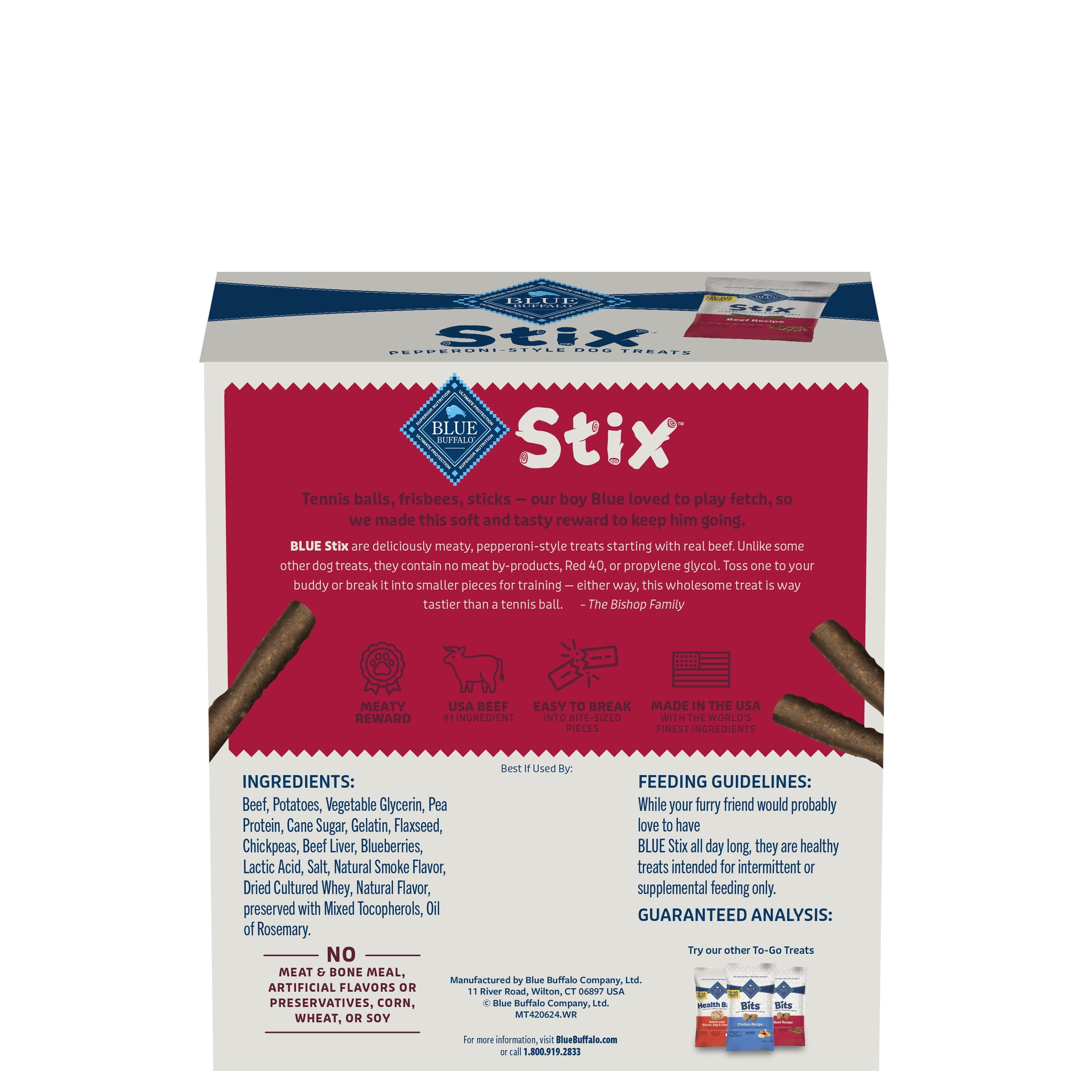 Blue Buffalo Stix Natural Pepperoni-Style Dog Treats, Beef Flavor, 1-oz. Pack (12 Count)