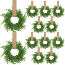 Guvpev 12 Pcs Mini Christmas Cabinet Wreaths 7.87 Inch with Ribbon, Farmhouse Wreath Decorations for Table Centerpiece, Chair Backs, Wall, Windows, Front Door Holiday Xmas Home Decor(Burlap Color)