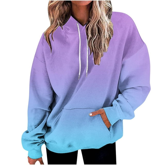 Women Fashion Solid Hooded Drawstring Sweatshirt With Pocket Casual Comfortable Pullover