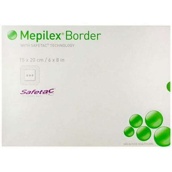Meriplex Adhesive Silicone Foam Dressing 6-1/5 X 7.5 9/10 Inch | 10 Ct Sacral Silicone Adhesive with Border | Waterproof Dressing for Wounds | Pressure Ulcer Bandage | Self-Adherent Wound Dressing