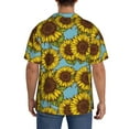 thumbnail image 3 of Uemuo Sunflowers Pattern Cotton Linen Short Sleeve Shirts,Casual Lightweight Button Down Shirts,Vacation Beach Summer Tops-4X-Large, 3 of 7