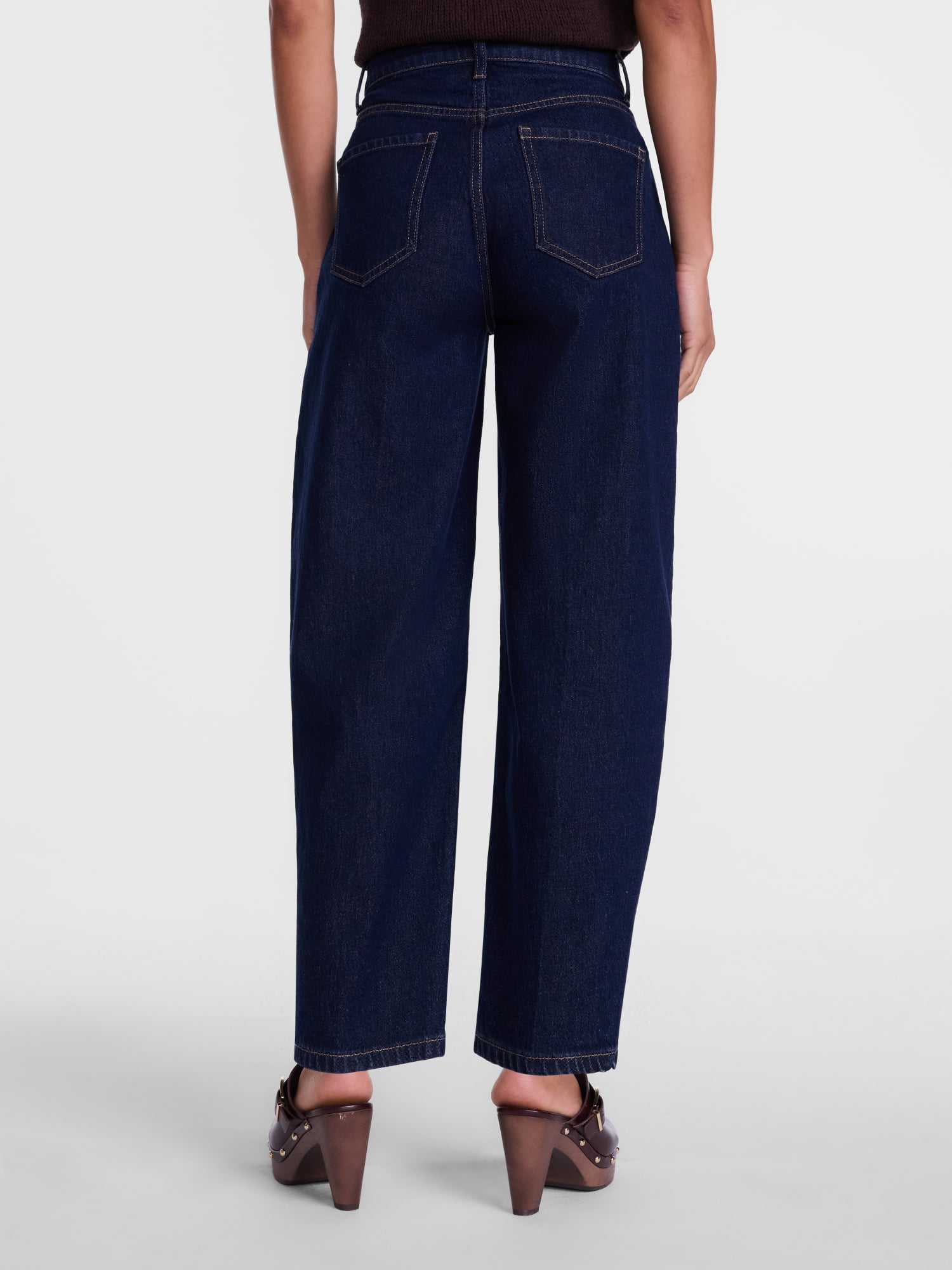 Scenario Women's and Women's Plus High Rise Tapered Barrel Crease Jeans, 27" Inseam, Sizes 0-28W