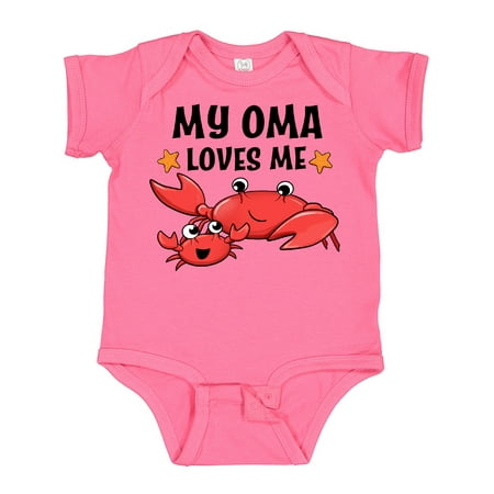 

Inktastic My Oma Loves Me- Cute Crab Family Gift Baby Boy or Baby Girl Bodysuit
