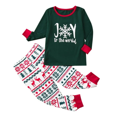 

Toddler Kids Baby Boys and Girls Christmas Parent-child Pajama Suit Fashion Christmas Print Round Neck Long Sleeve Trousers Sleepwear Children s Casual Loose Home Wear
