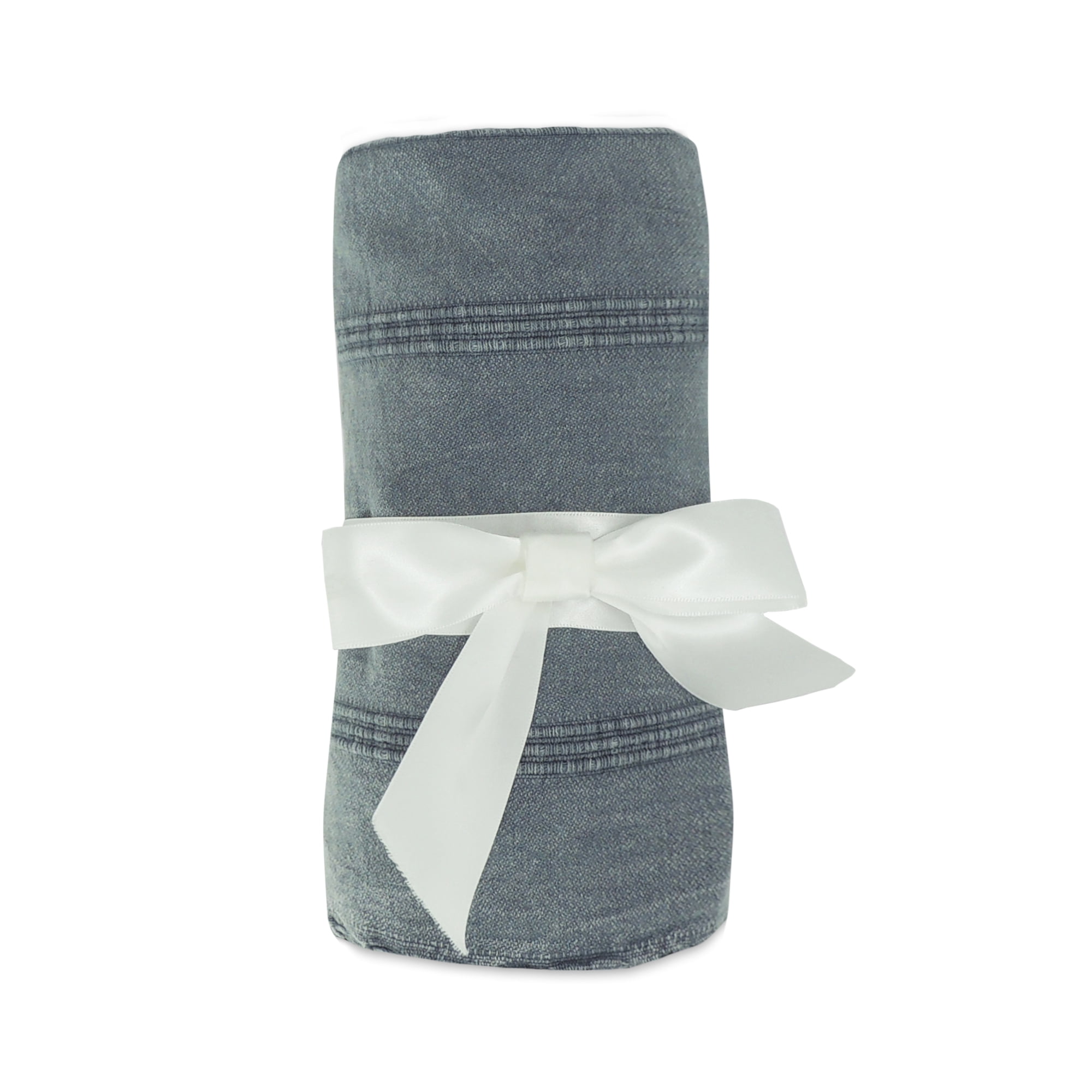 Ox Bay Sarra Bluish Gray Striped Fringed Ultra-Soft Turkish Cotton Reversible Throw Blanket, 50" x 60"