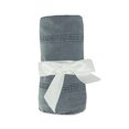 thumbnail image 3 of Ox Bay Sarra Bluish Gray Striped Fringed Ultra-Soft Turkish Cotton Reversible Throw Blanket, 50" x 60", 3 of 8