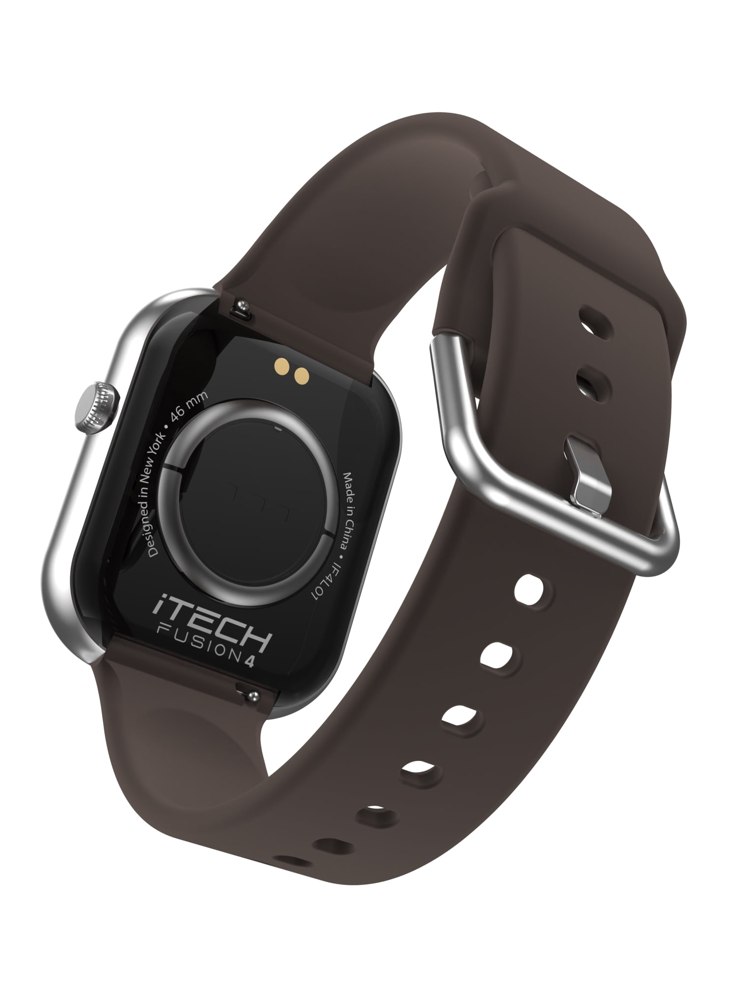 iTech Fusion 4 Unisex Adult Rectangular Smart Watch, Mocha, Silicone Strap