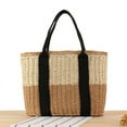 thumbnail image 1 of Zhuge Bolso de paja elegante de verano para mujer, bolso de mano tejido de gran capacidad con asa (beige), 1 of 5