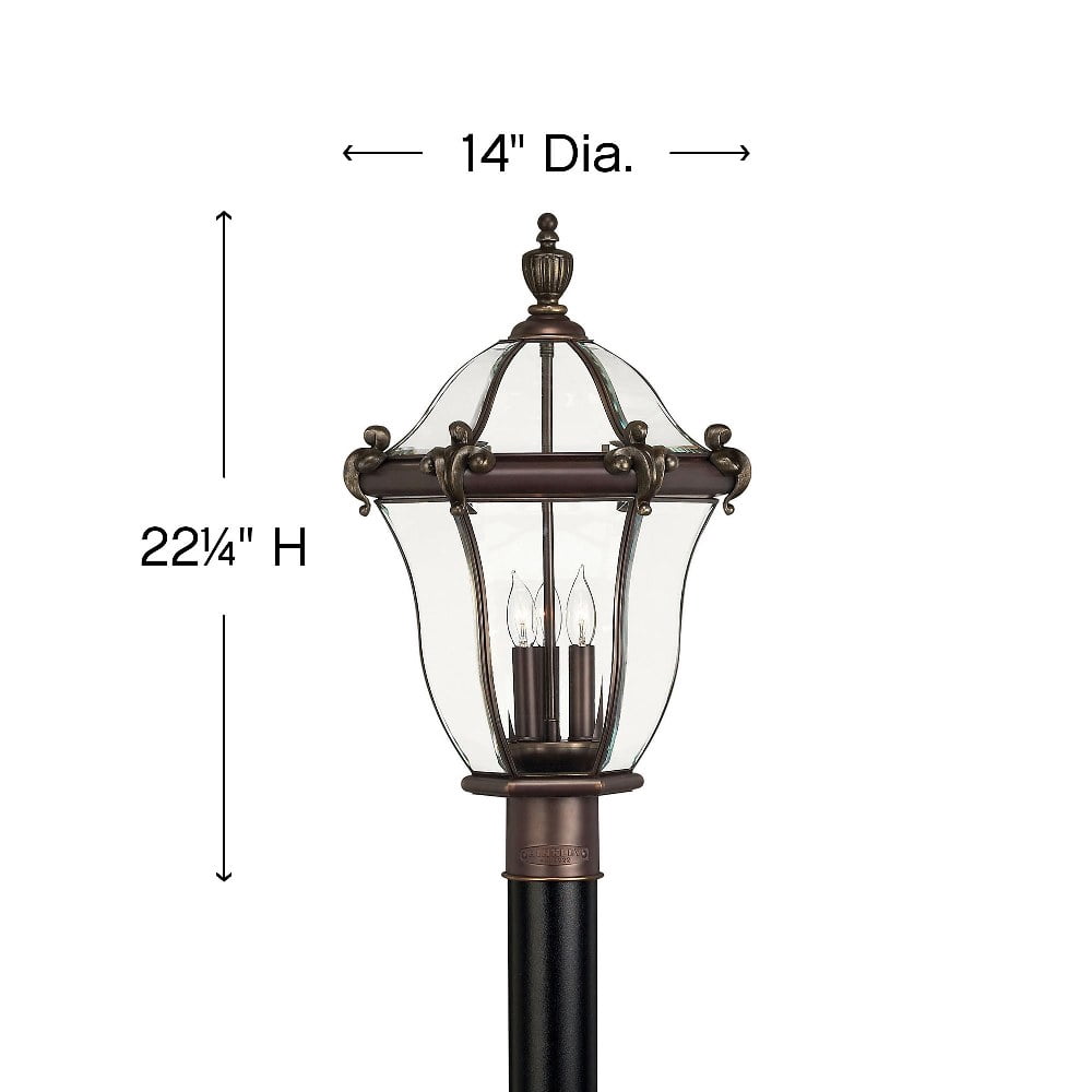 3 Light Large Outdoor Post Top or Pier Mount Lantern Traditional-Glam Style 14 inch Wide By 22.25 inch High-Copper Bronze Finish Bailey Street Home