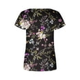 thumbnail image 5 of Floral Printed Tops for Women Square Neck Pleated Short Sleeve Shirts Summer Fashion Casual Loose Fit Blouses (2XL, Black), 5 of 5