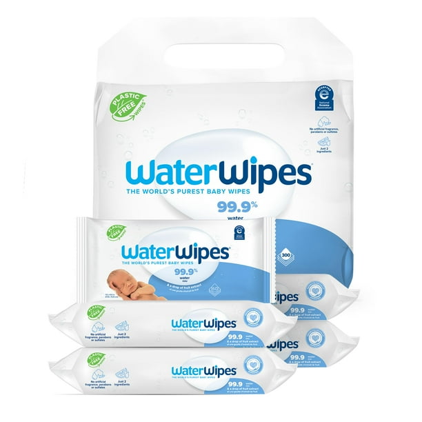 Toallitas húmedas para bebés, sin plástico, originales, 99,9% de agua, 300 unidades
