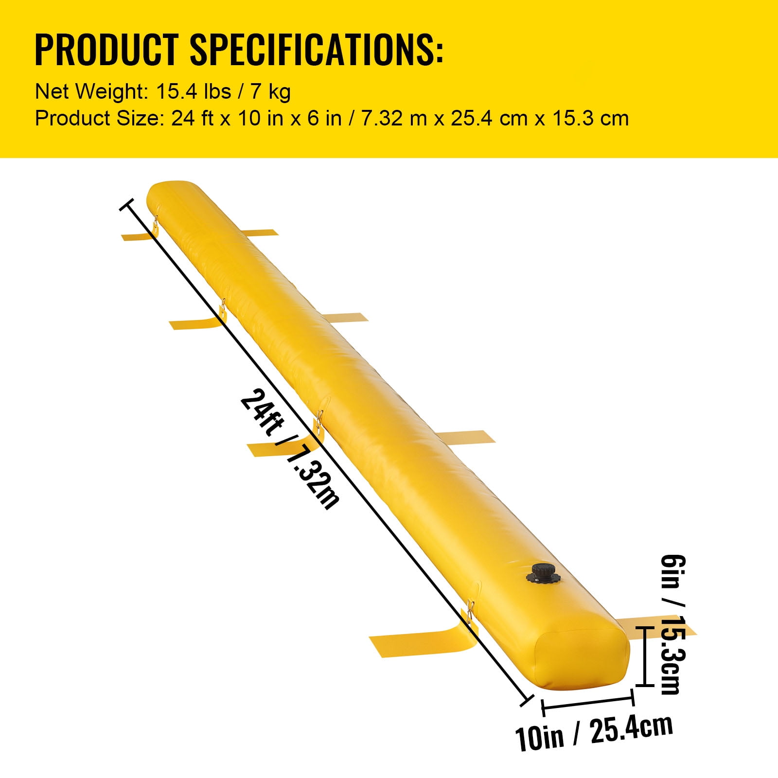 VEVOR Flood Barrier Hydro Barrier 24' Length x 6" Height for Water Diversion
