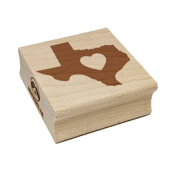 Texas State with Heart Square Rubber Stamp Stamping Scrapbooking Crafting - Small 1.25in