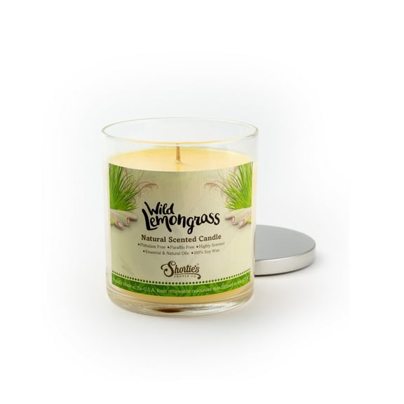 Wild Lemongrass Scented Natural Soy Candle, Essential Fragrance Oils, 100% Soy, Phthalate & Paraben Free, Clean Burning, 9 Oz.