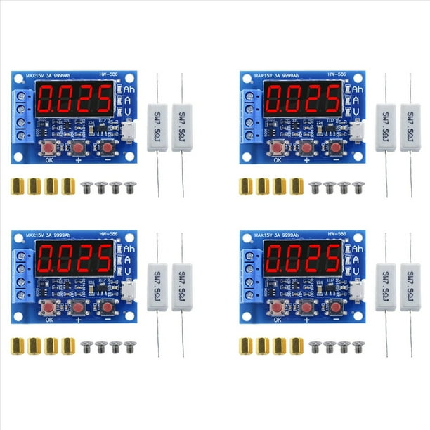 4X Medidor de Capacidad de Batería de 1,2 V-12 V, Analizador de Prueba de Descarga, Medidor de Capacidad de Batería de Plomo y Ácido de Litio 18650