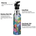 thumbnail image 3 of Yayeee 20oz Double Wall Stainless Steel Water Bottle with Flip Straw, Art Plants, 3 of 7