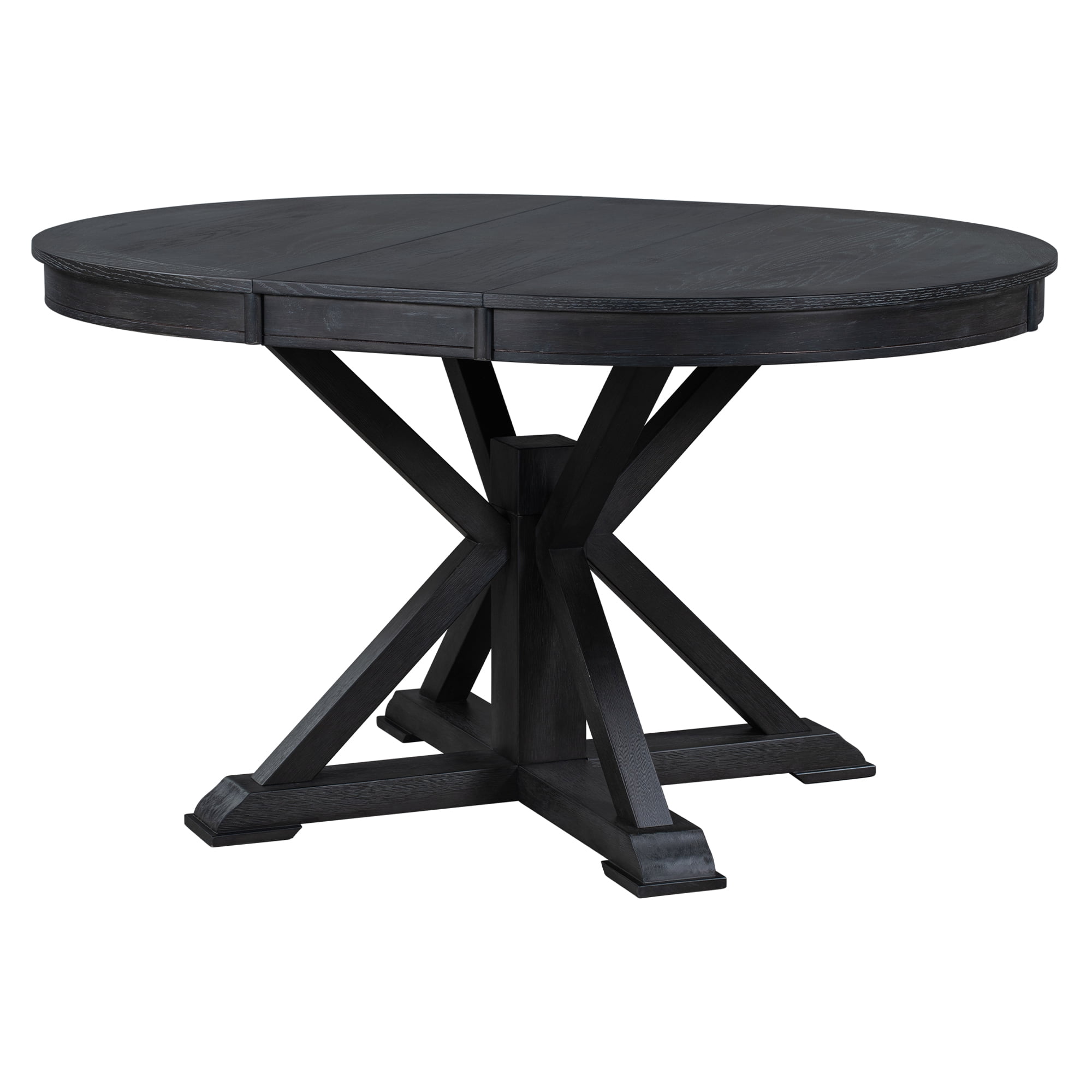 Euroco 42"-54" Extendable Round Dining Table for 4-6, Retro Oval Kitchen Table with Removable Leaves & Storage Shelf for Kitchen Dining Room & Small Apartments,Space Saving,Espresso