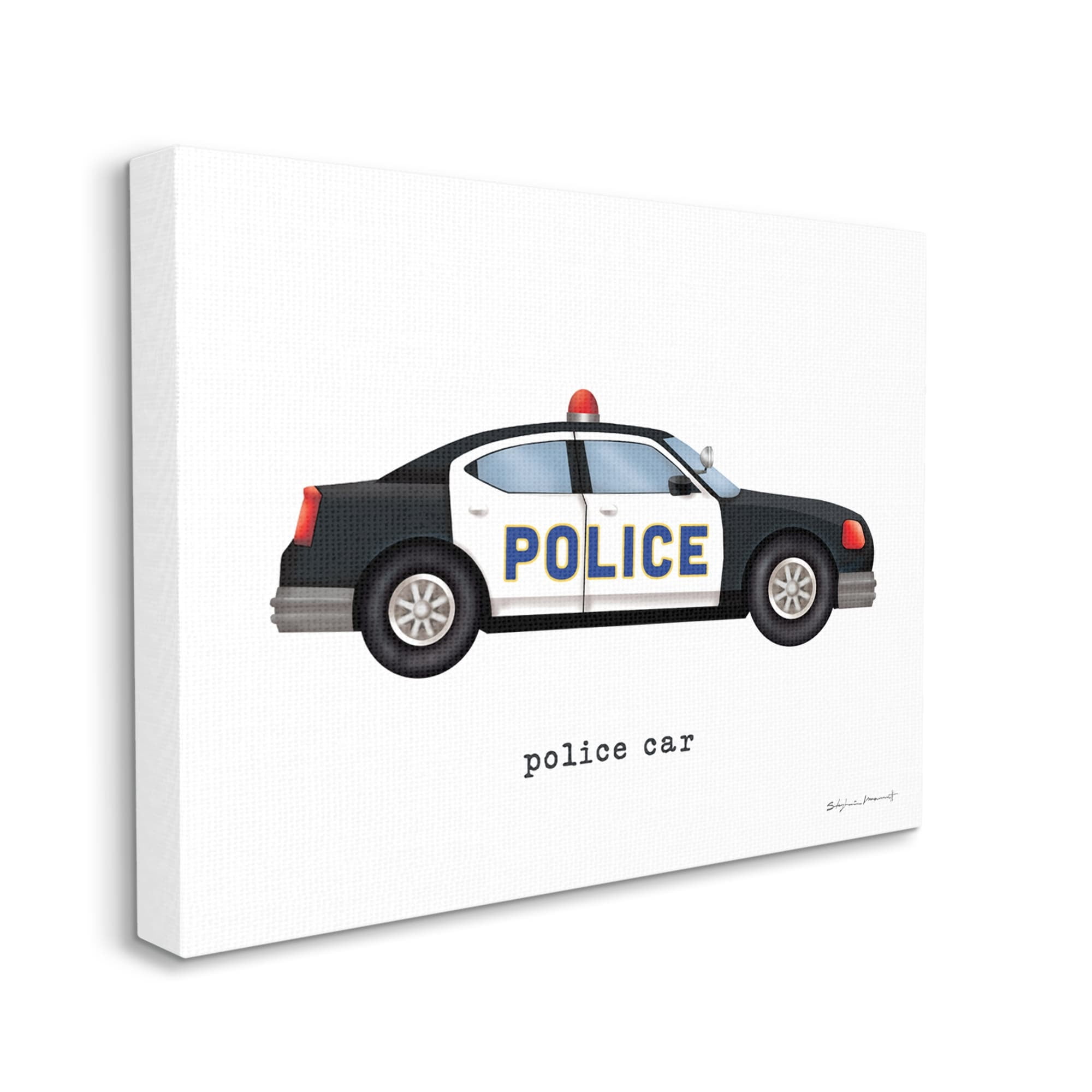 Stupell Police Car Vehicle Educational Transportation Painting Gallery Wrapped Canvas Print Wall Art
