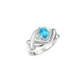 thumbnail image 4 of RYLOS Rings for Women 14K White Gold Ring XOXO Hugs & Kisses 7X5MM Gemstone & Diamond Ring December Blue Topaz Jewelry Size 5, 4 of 8