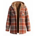 thumbnail image 5 of XUNKUSGA Jackets for Women Vintage Plaid Thickened Fleece Lined Hooded Shacket Women Casual Loose Long Sleeve Button Down Flannel Jacket Women Fall Winter Coat with Pockets, Size L, 5 of 9