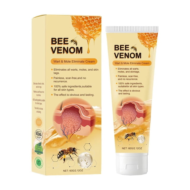 Crema para erradicar verrugas y lunares con veneno de abeja, eliminador natural de marcas en la piel, acción rápida, paquete de 2 (20 g cada uno)