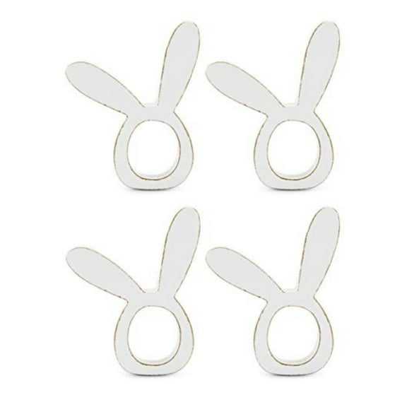 AuldHome Design Bunny Napkin Rings (Set of 4); Easter and Holiday Rabbit Ear Wooden Napkin Rings